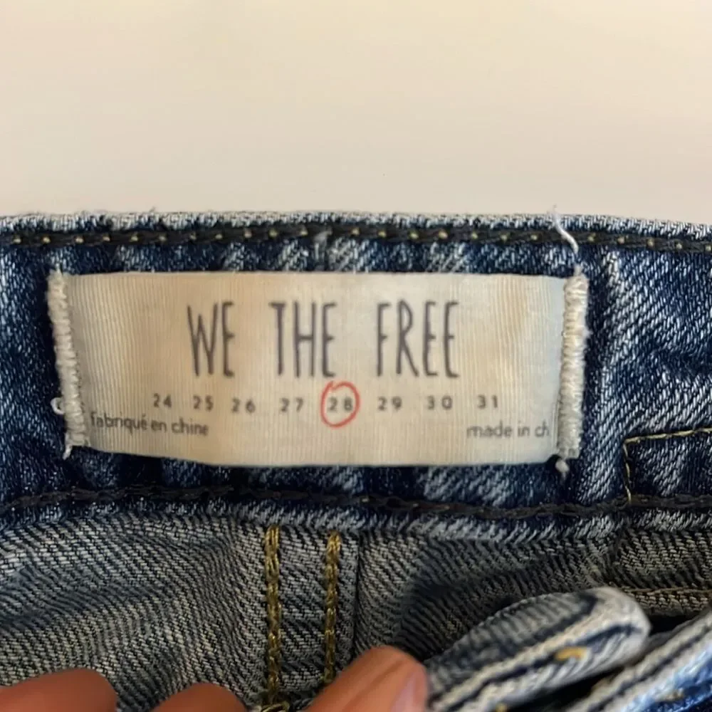 WE THE FREE PEOPLE Distressed A-Line Blue Denim Mini Skirt 28